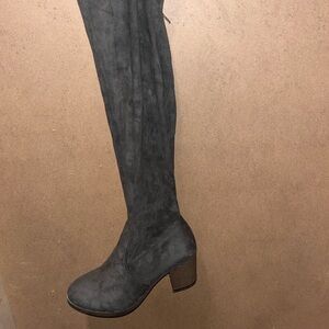 Suede thigh high boots